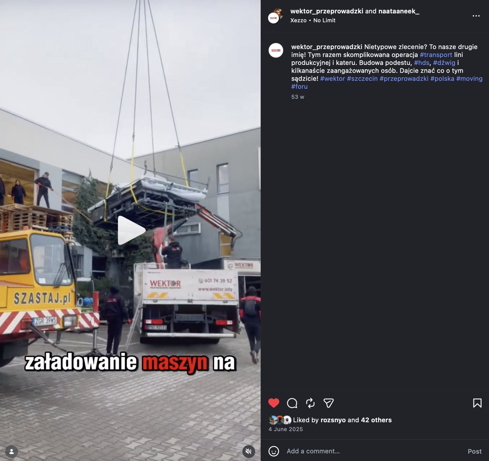 Materiał wideo z realizacji na Instagramie